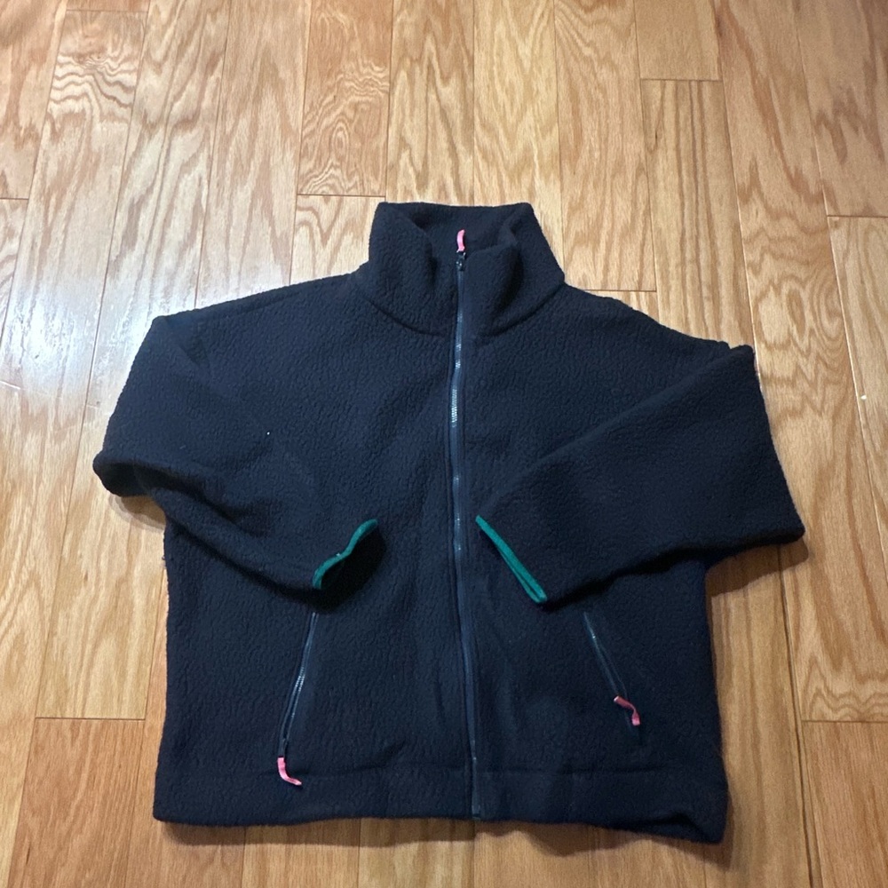 J. Crew Navy Fleece Jacket with Pink Accents